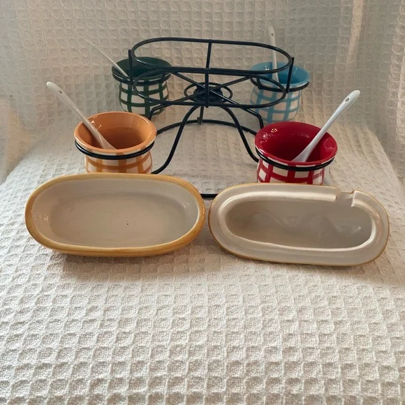 Pier 1 Spinning Hotdog Condiment Serving Set - Picture 5 of 10